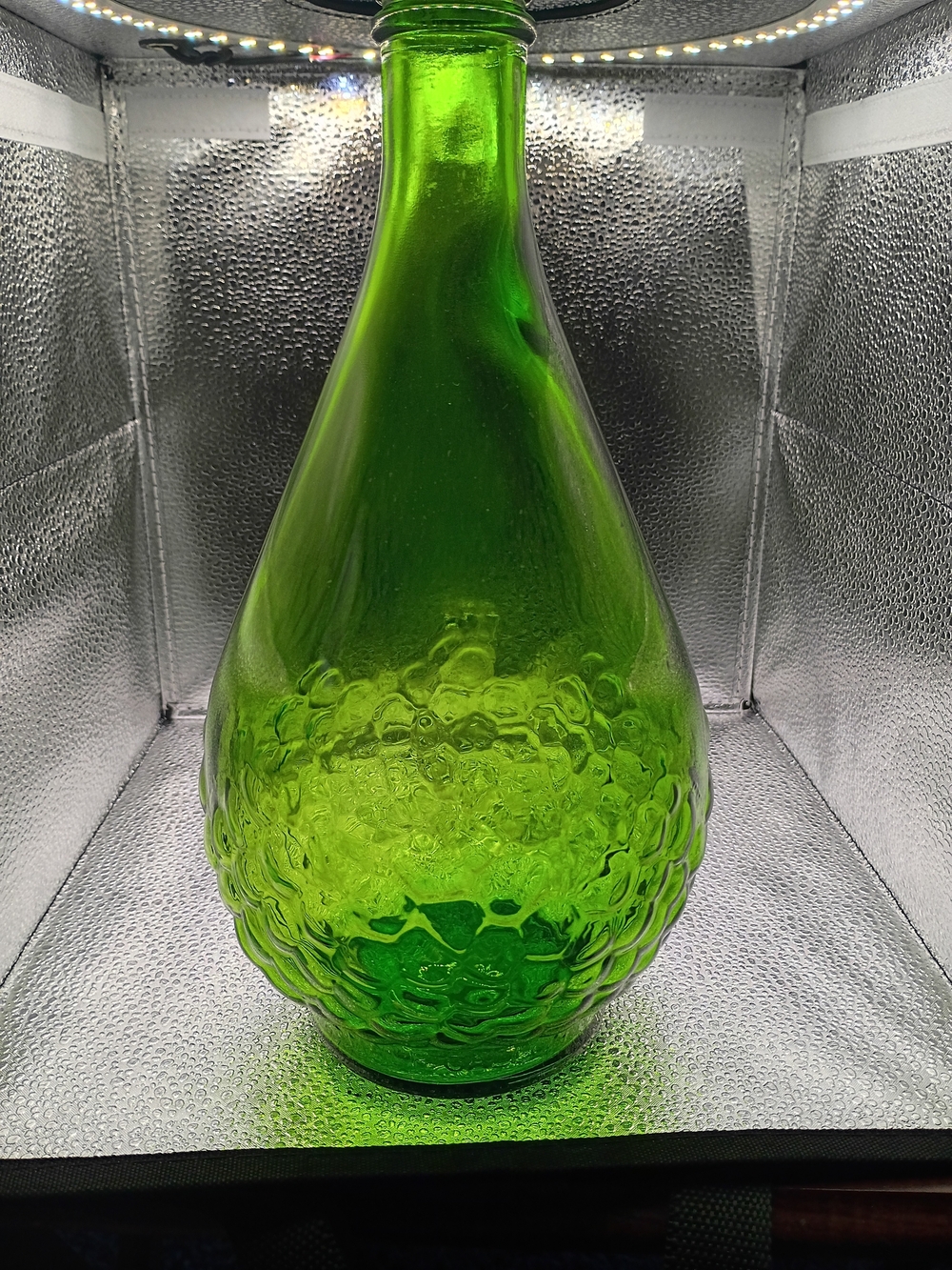 Vintage Green Textured Depression Glass Half Gallon Wine Preserver